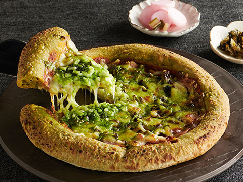 抹茶と漬物のピザ